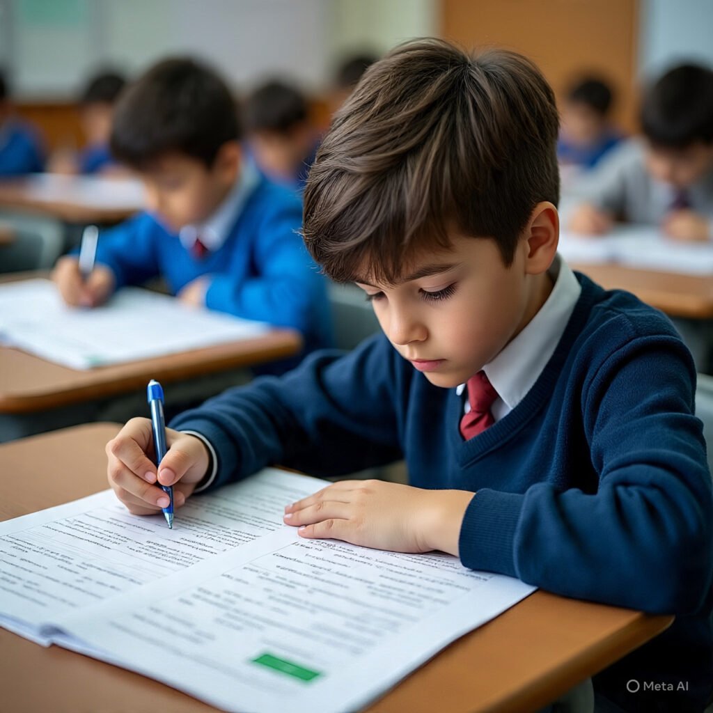 Boy solving questions